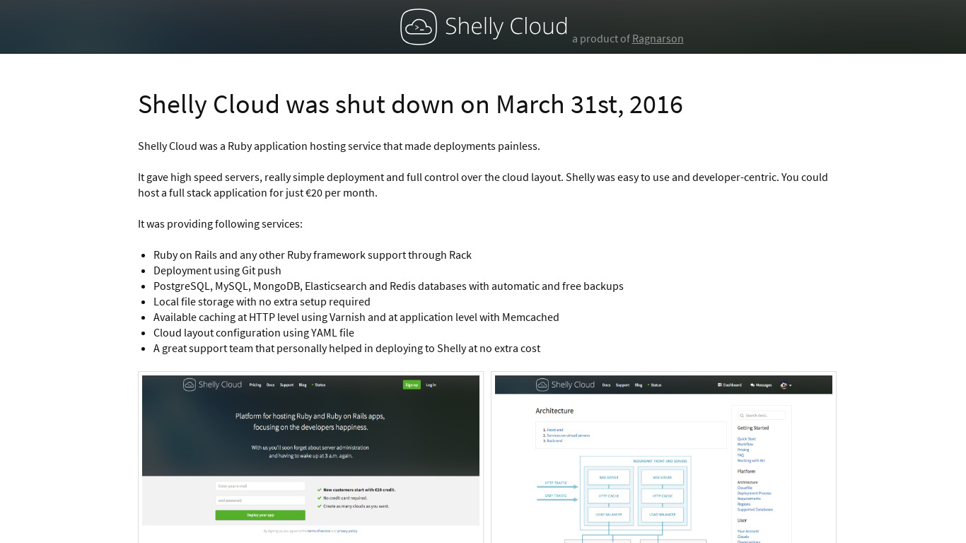 Shelly Cloud Landing page