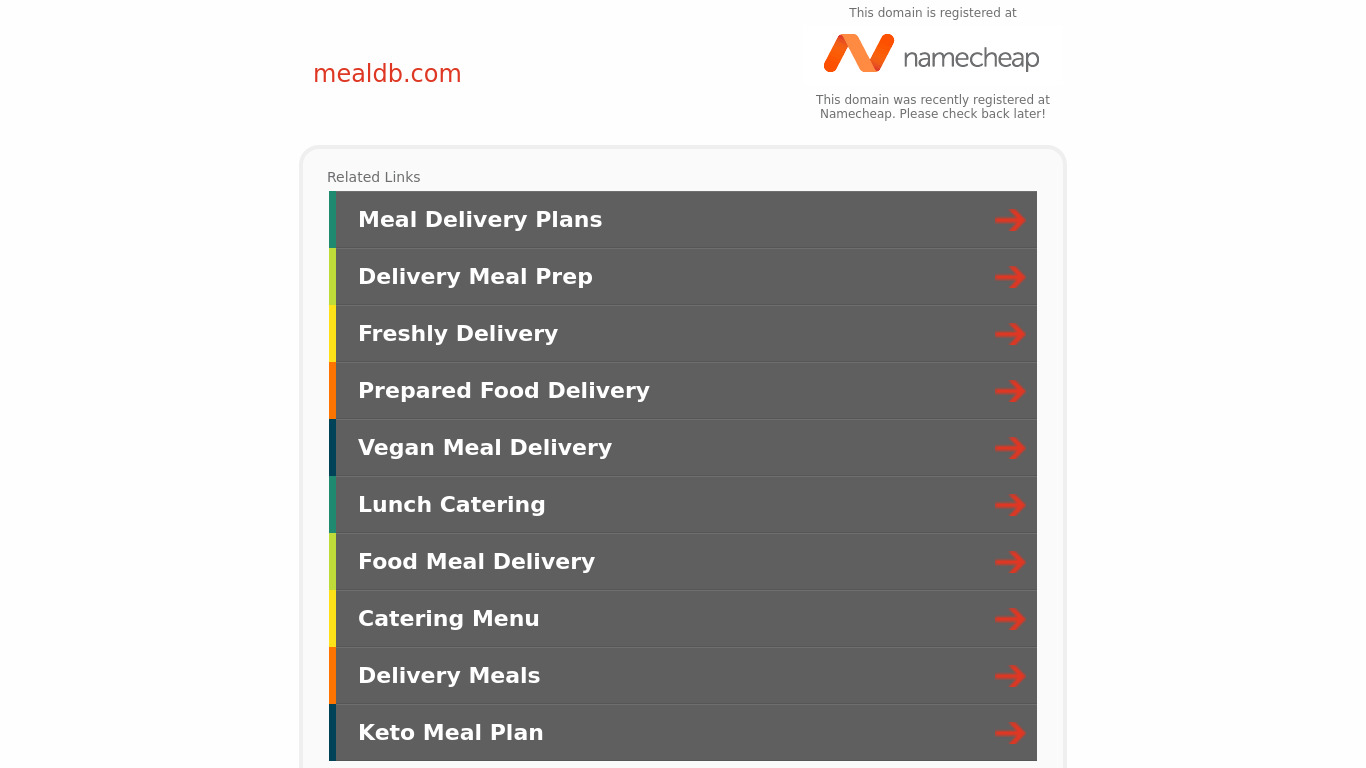 MealDB Landing page