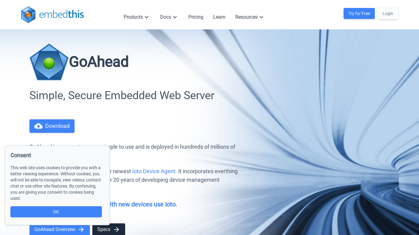 EmbedThis GoAhead Landing page