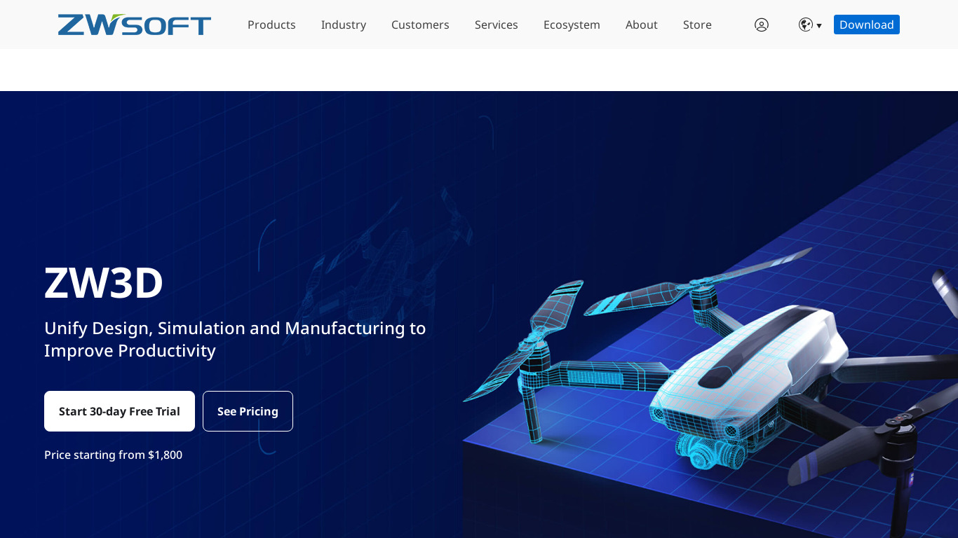 ZW3D Landing page