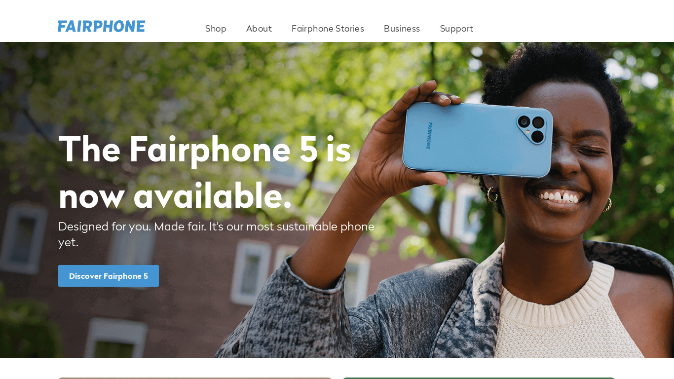Fairphone Landing page