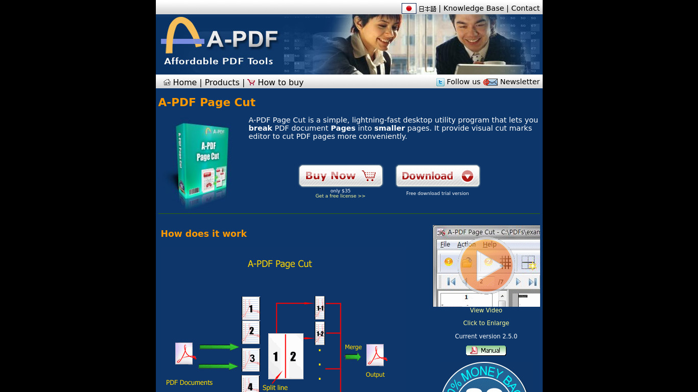 A-PDF Page Cut Landing page