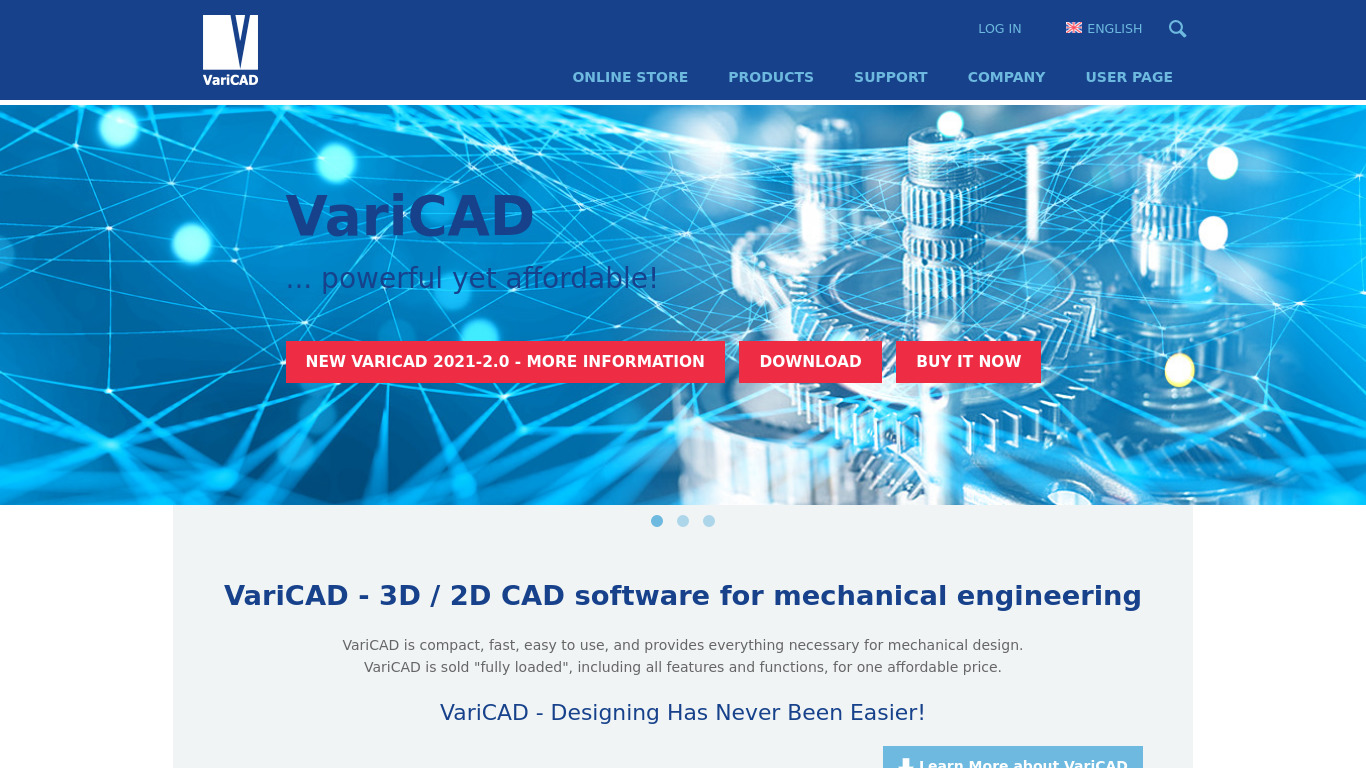 VariCAD Landing page
