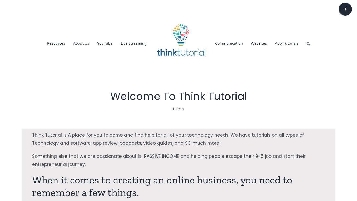 ThinkTutorial Landing page