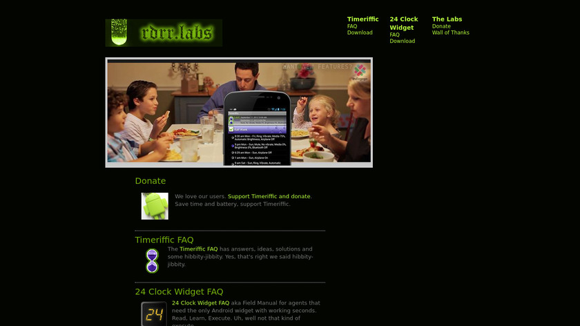 Timeriffic Landing Page