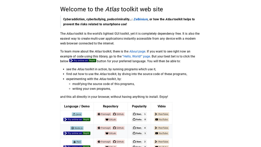 Atlas Toolkit Landing Page
