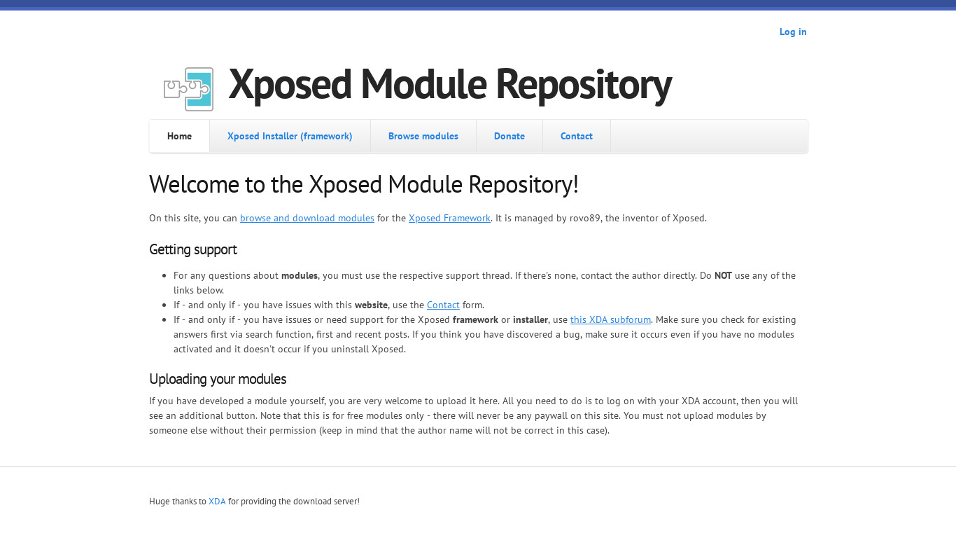 Xposed Installer Landing page