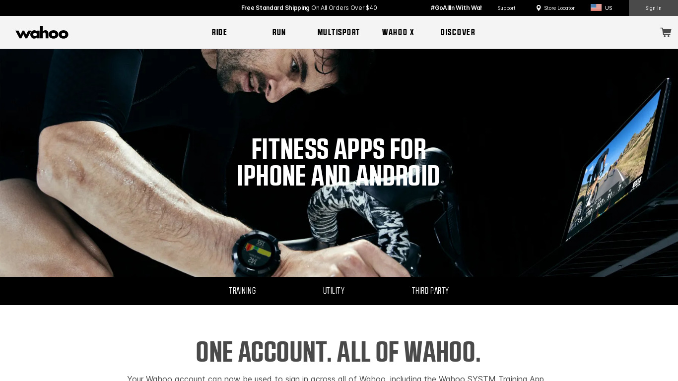 Wahoo Fitness Landing page