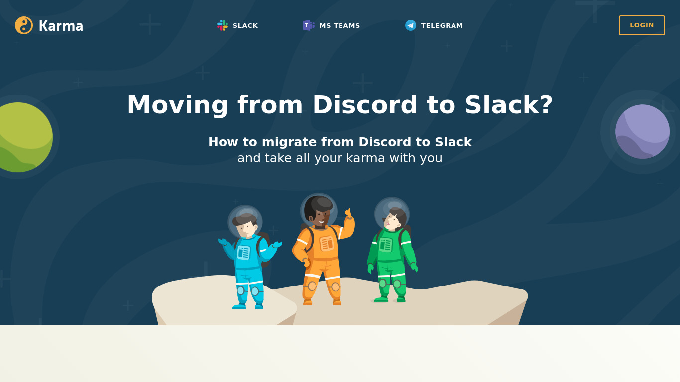 Discord → Slack Landing page