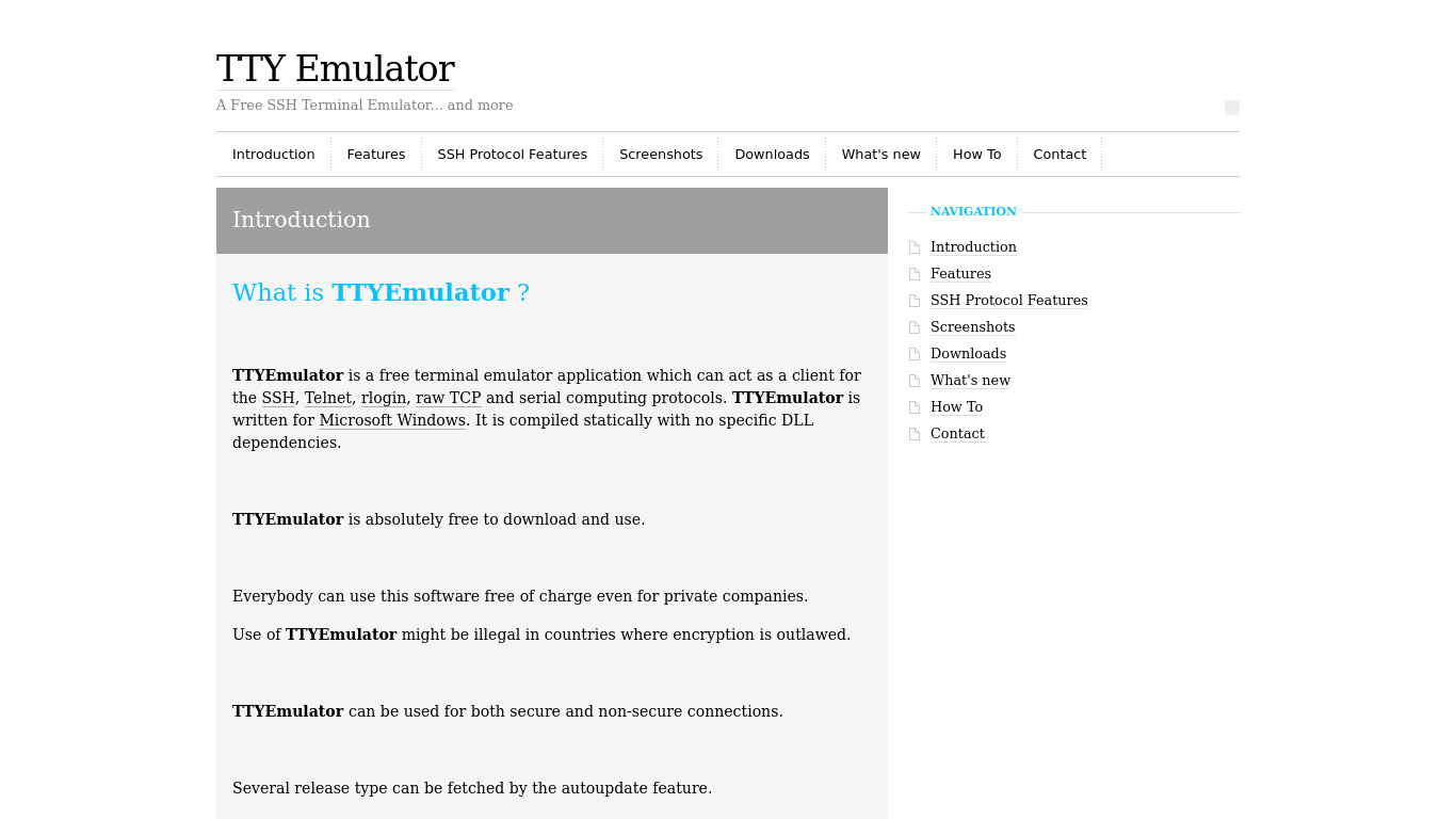 TTYEmulator Landing page