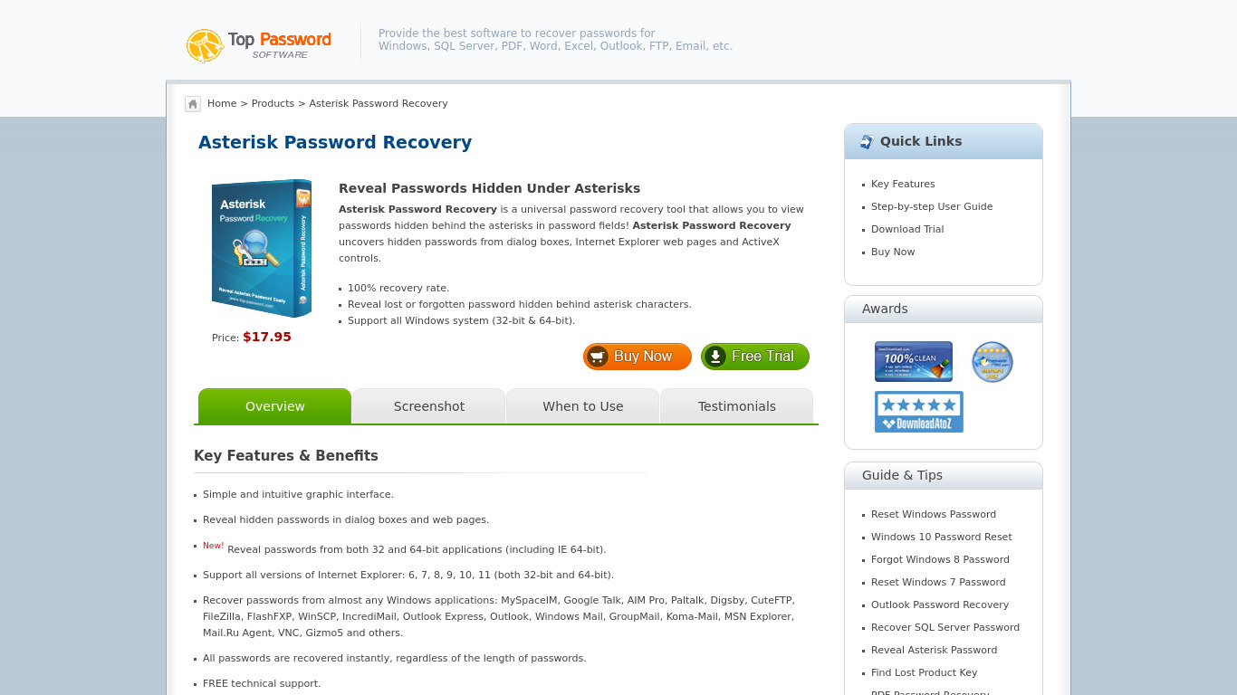 Asterisk Password Recovery Landing page