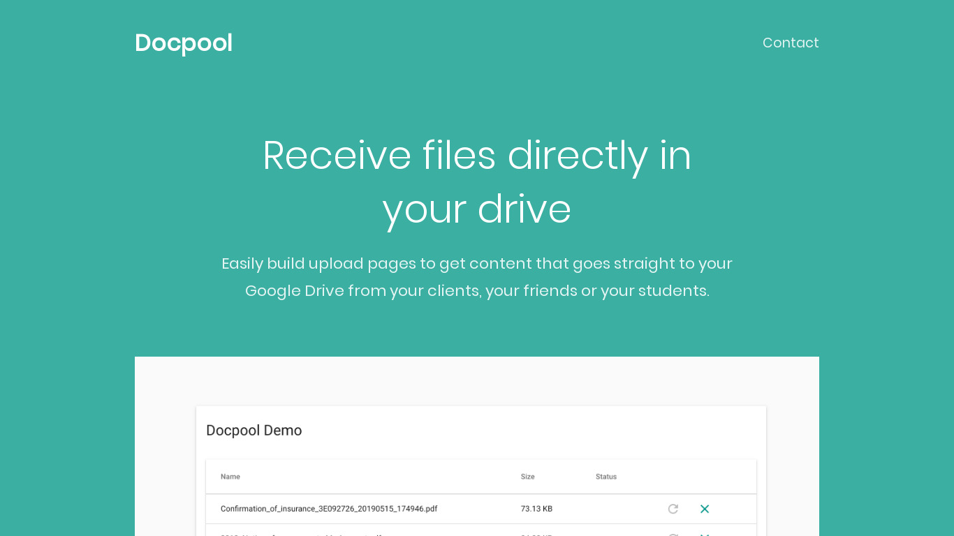 Docpool Landing page