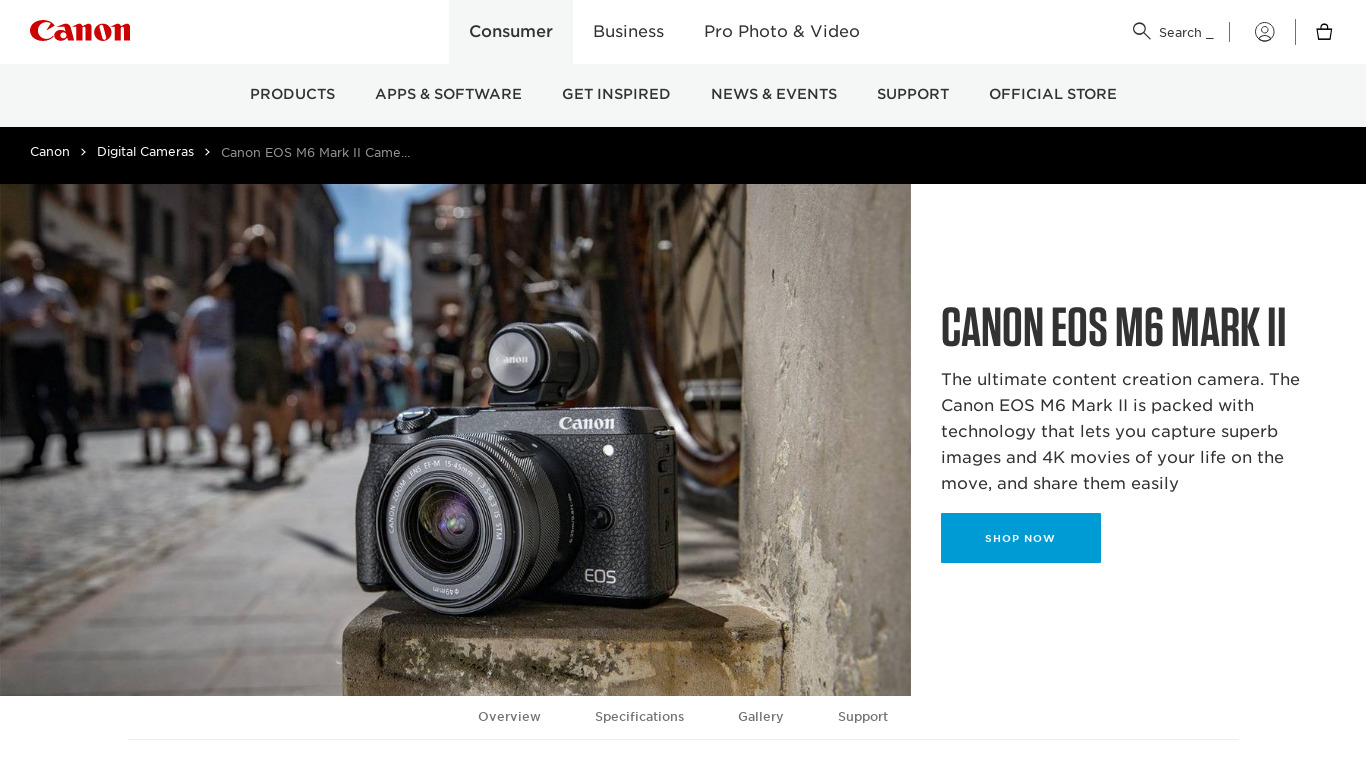 Canon EOS M6 Mark II Landing page