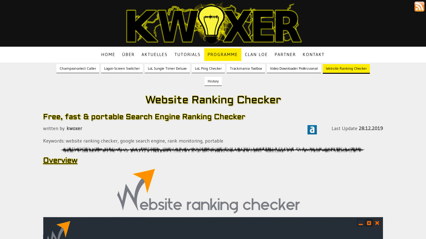 Website Ranking Checker Landing page