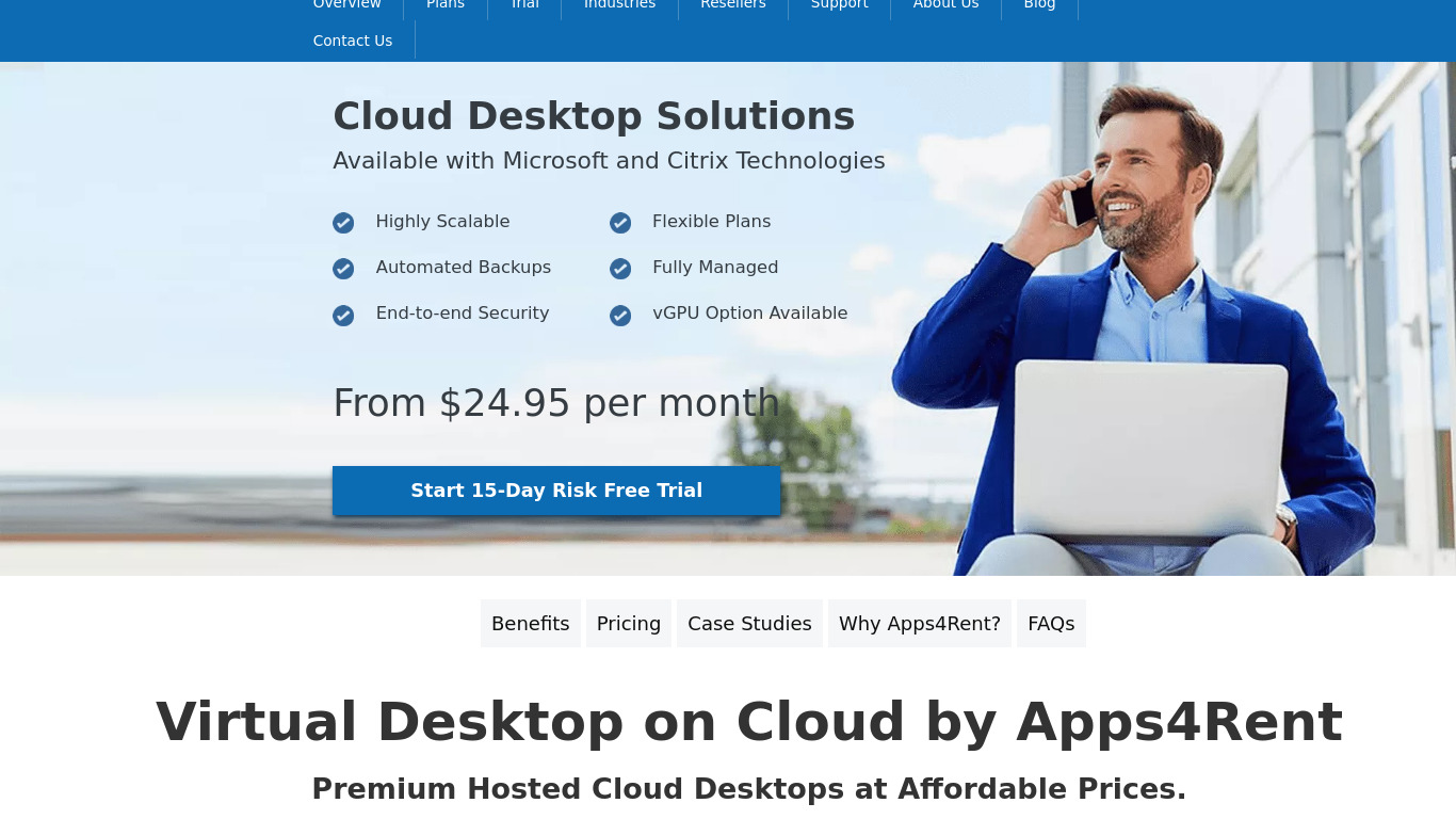 Apps4Rent Cloud Virtual Desktop Online Landing page