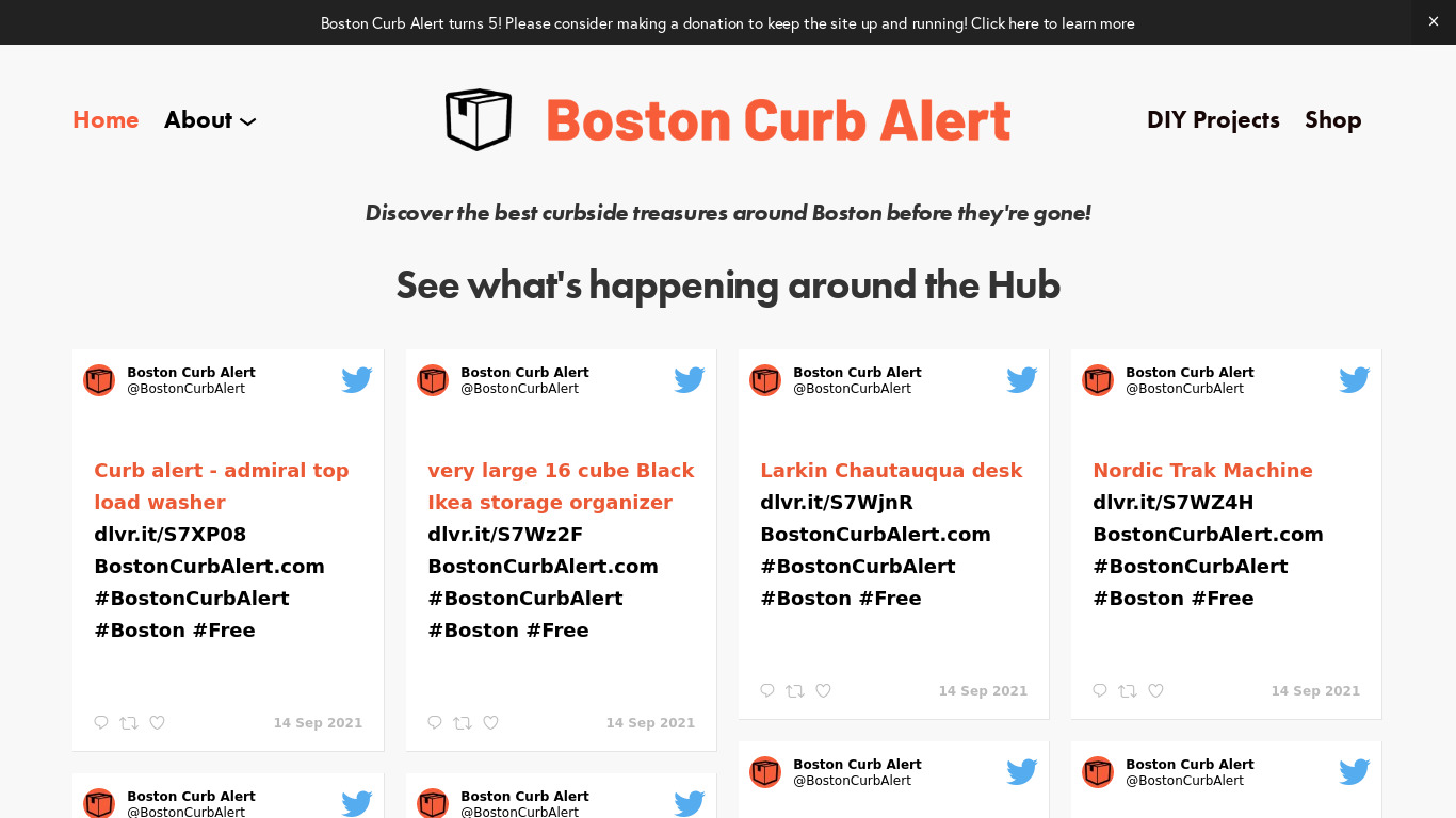 Boston Curb Alert Landing page