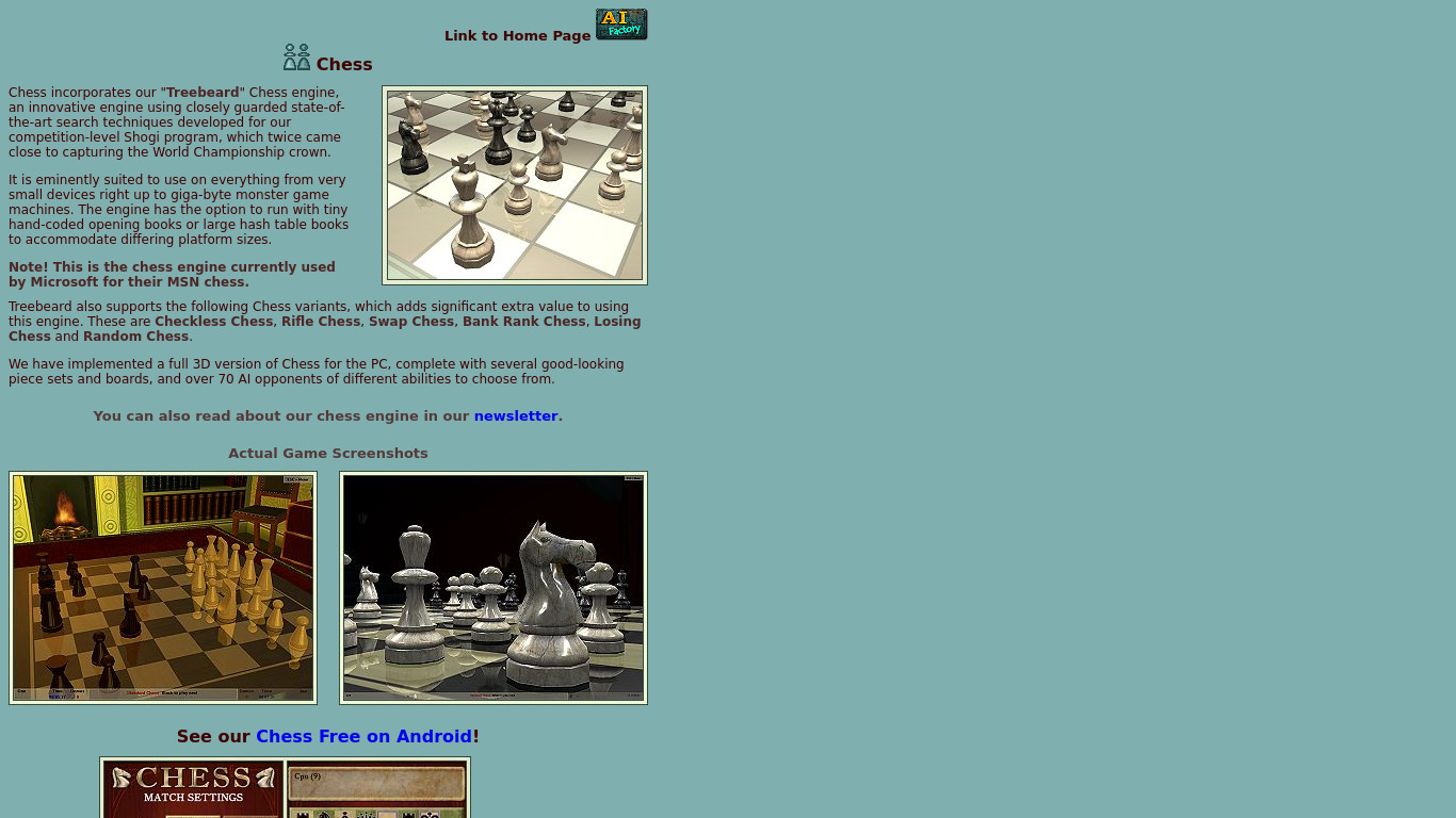 AI Factory Chess Treebeard Landing page
