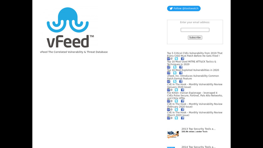vFeed Landing Page