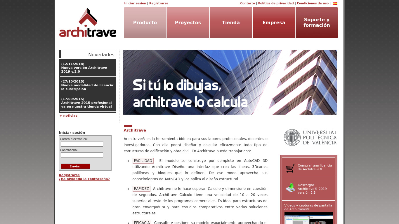 Architrave Landing page