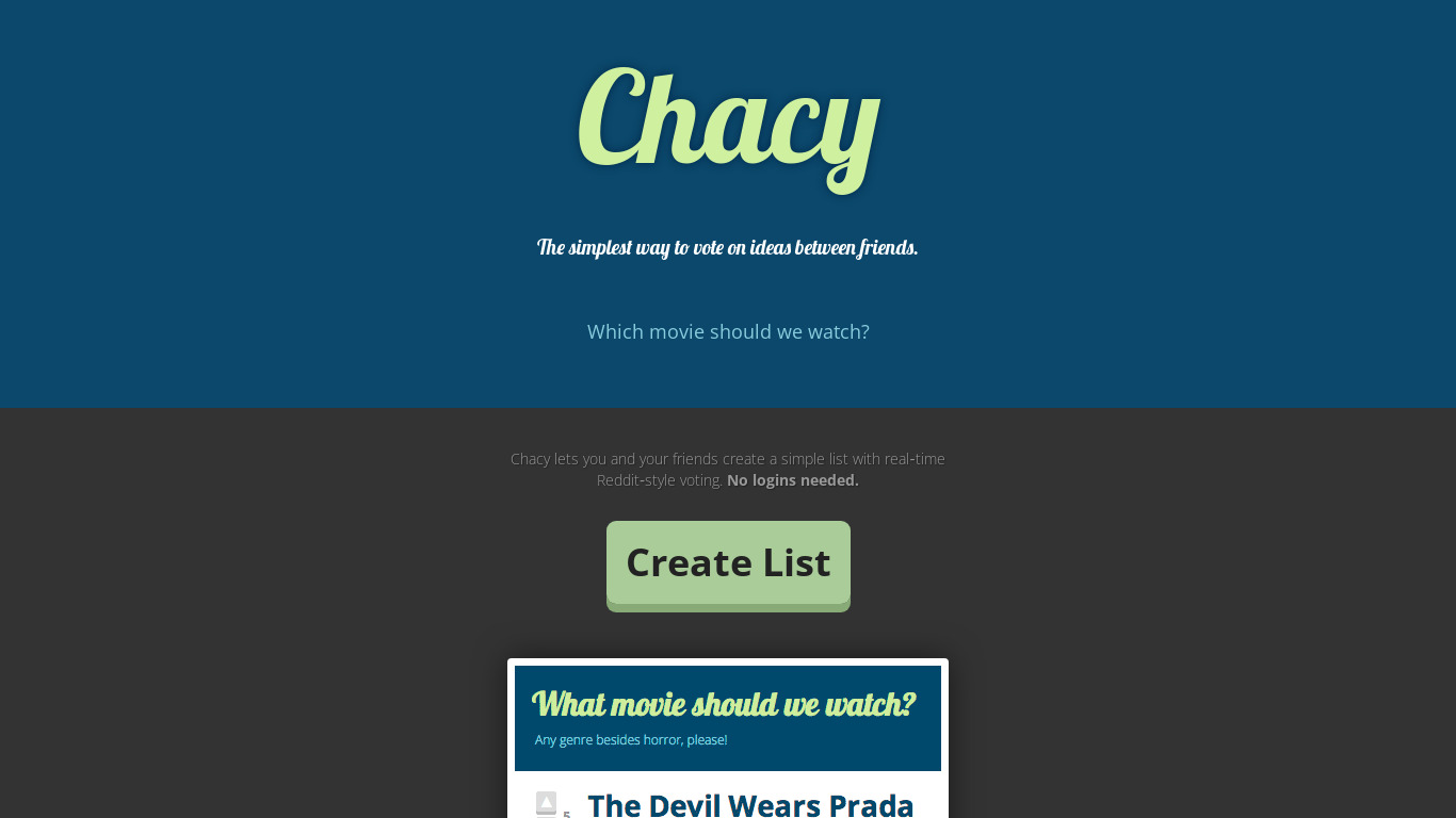Chacy Landing page