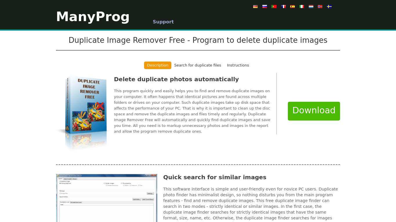 Duplicate Image Remover Free Landing page
