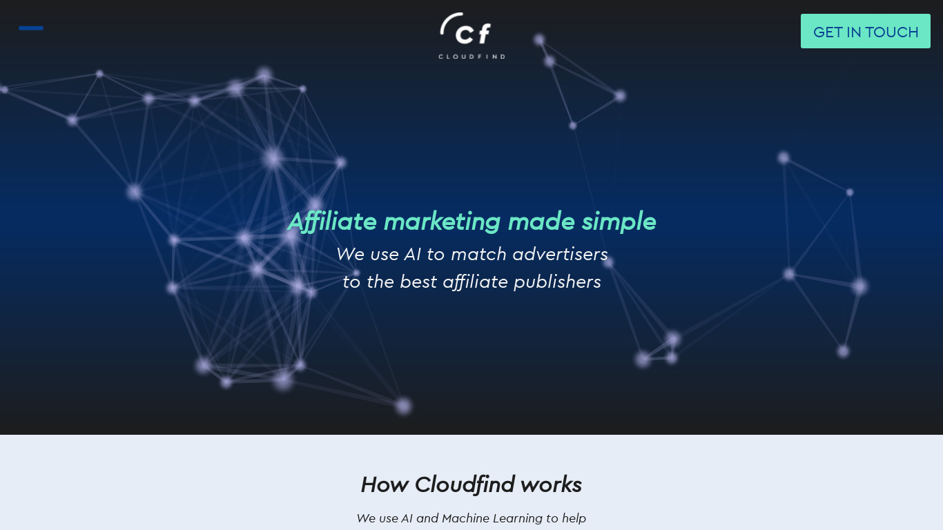 CloudFind Landing page