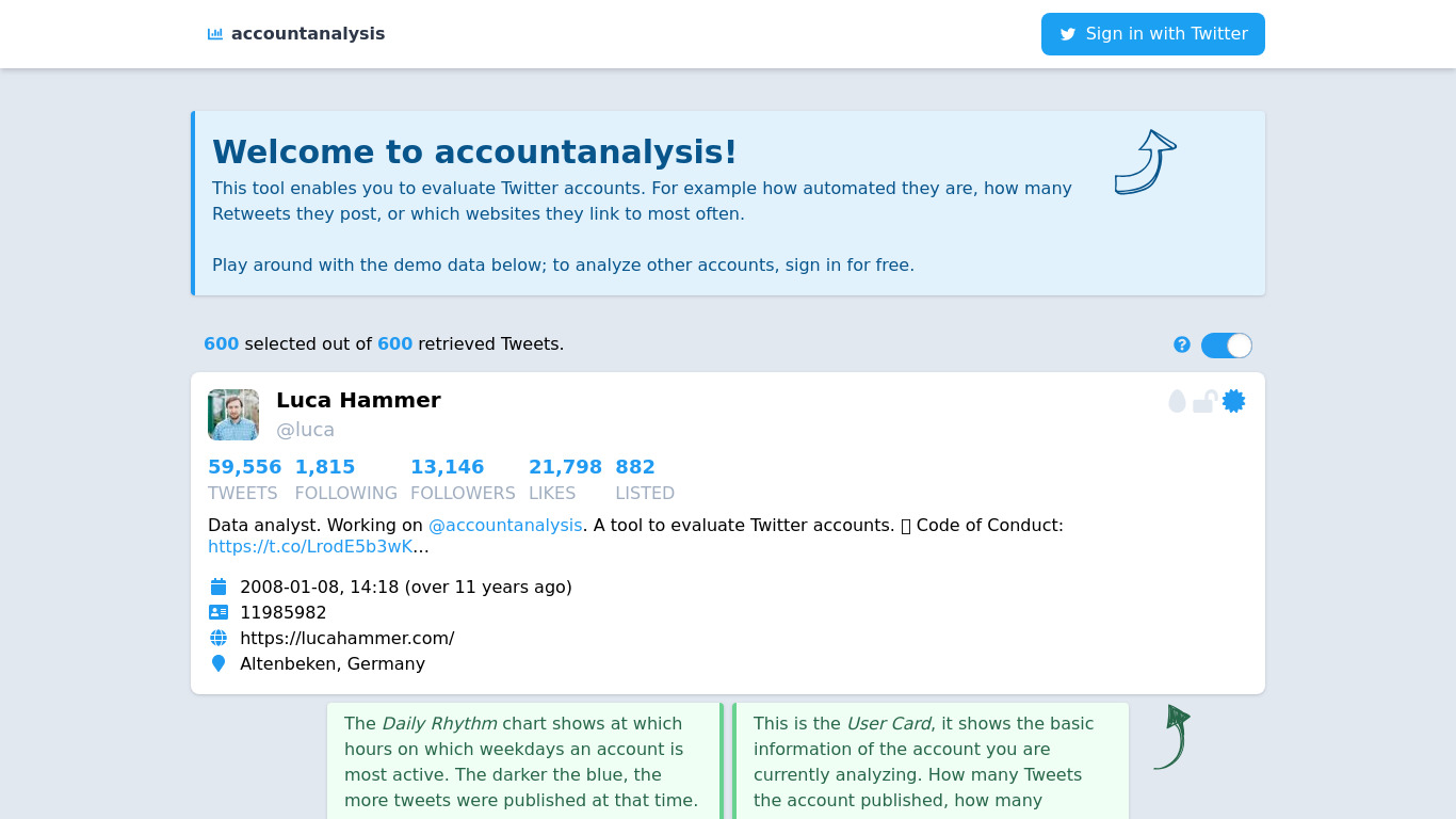 Accountanalysis Landing page