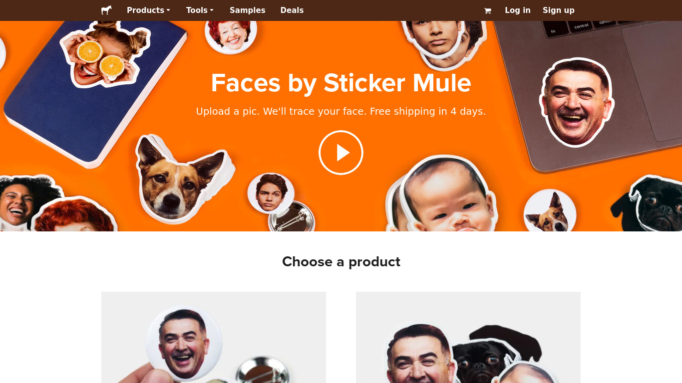 Faces by Sticker Mule Landing page