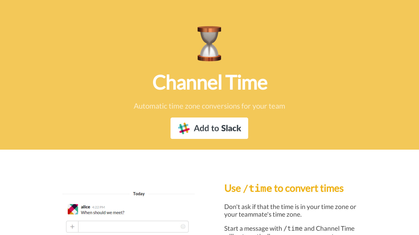 Channel Time Landing page