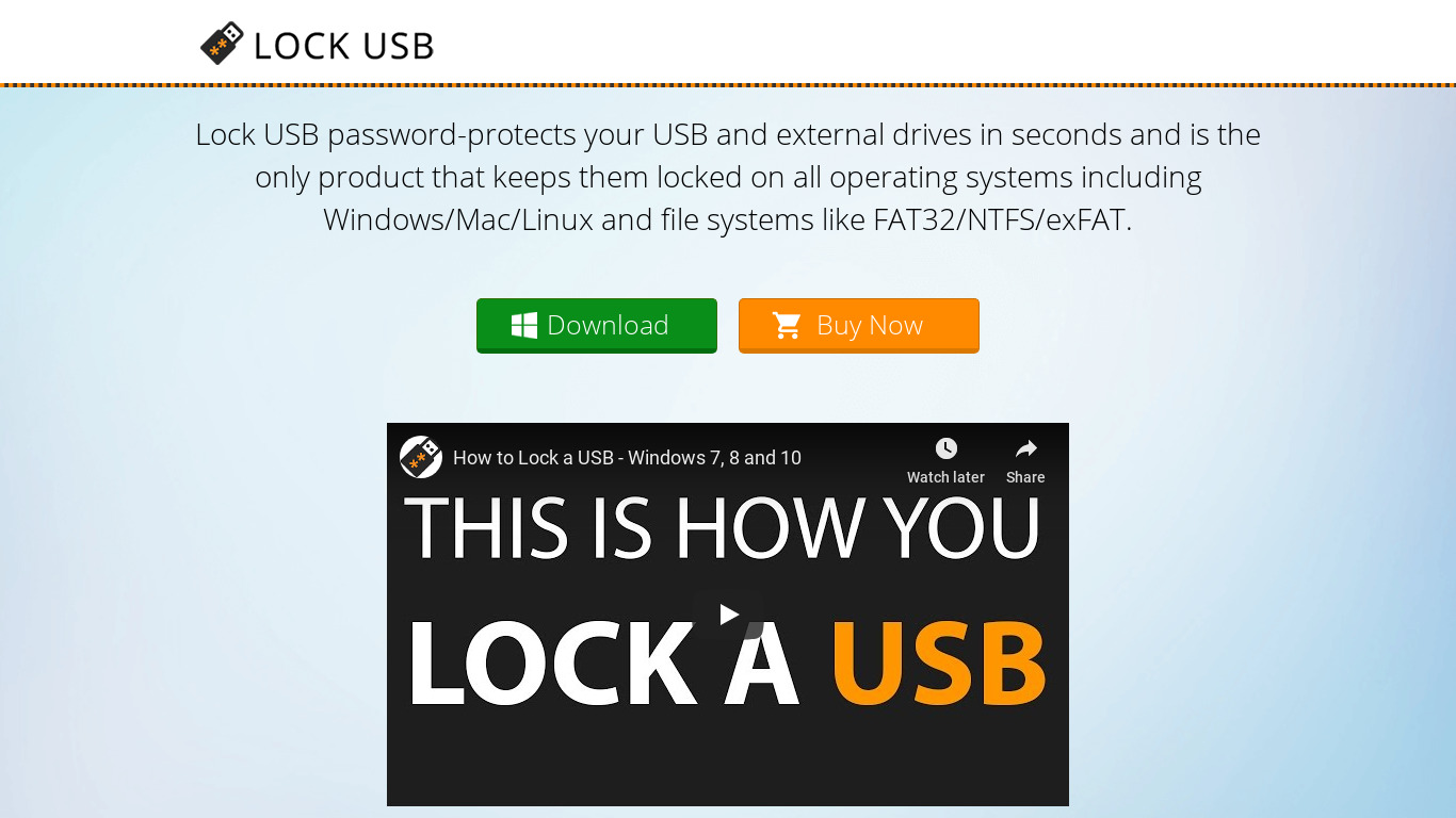 Lock USB Landing page