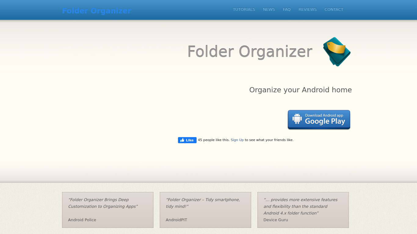 Folder Organizer Landing page