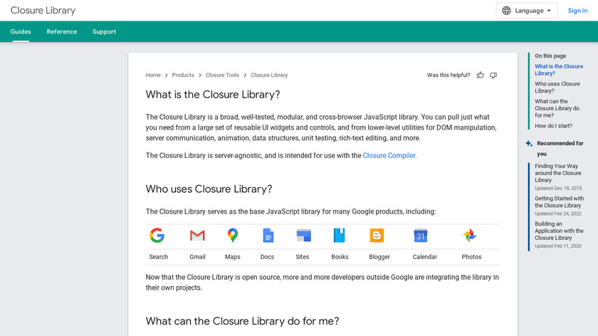 Closure Library Landing Page