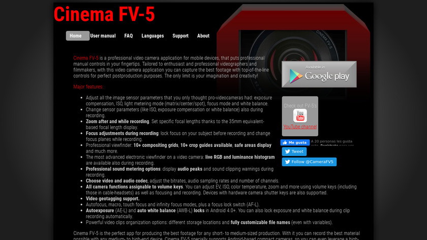 Cinema FV-5 Landing Page