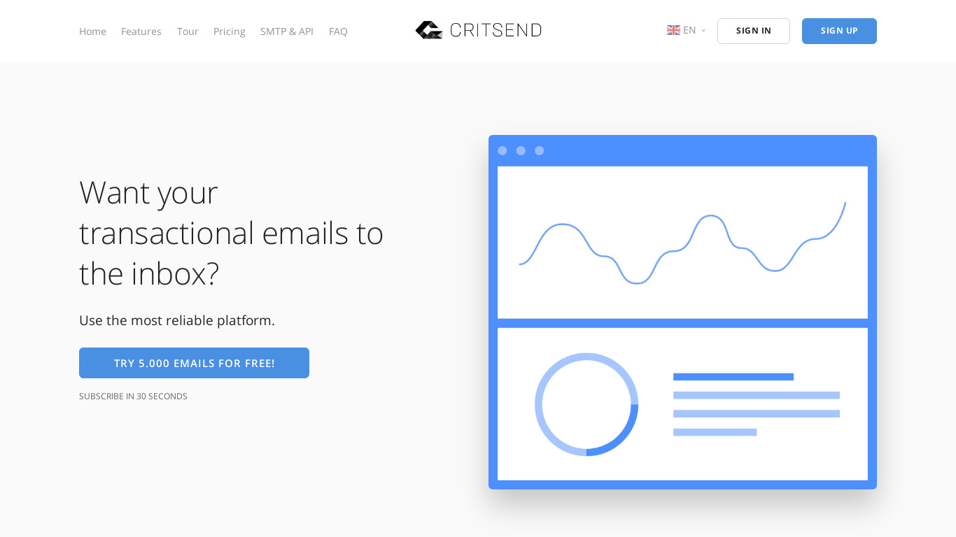 CritSend Landing page