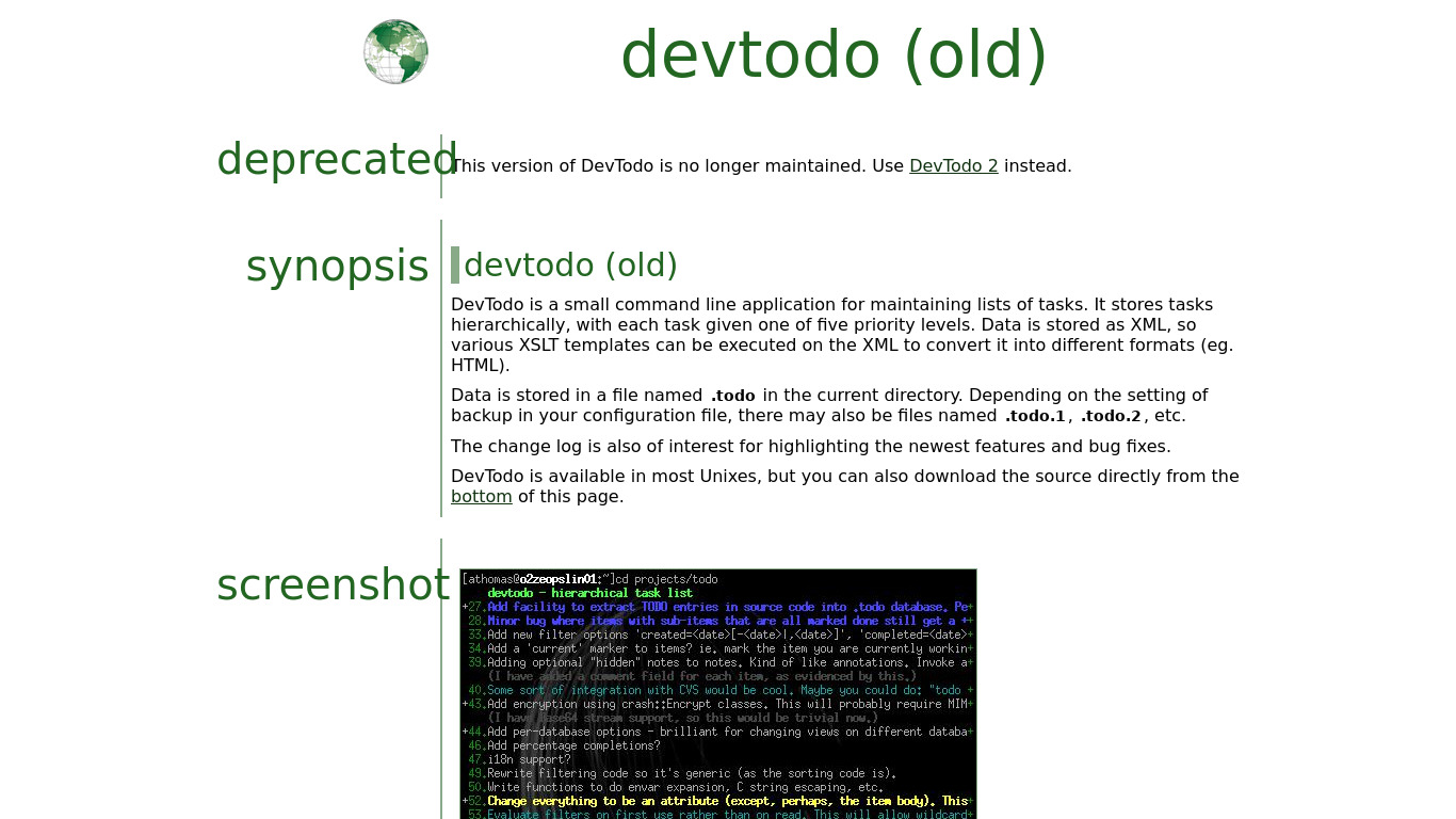 DevTodo Landing page