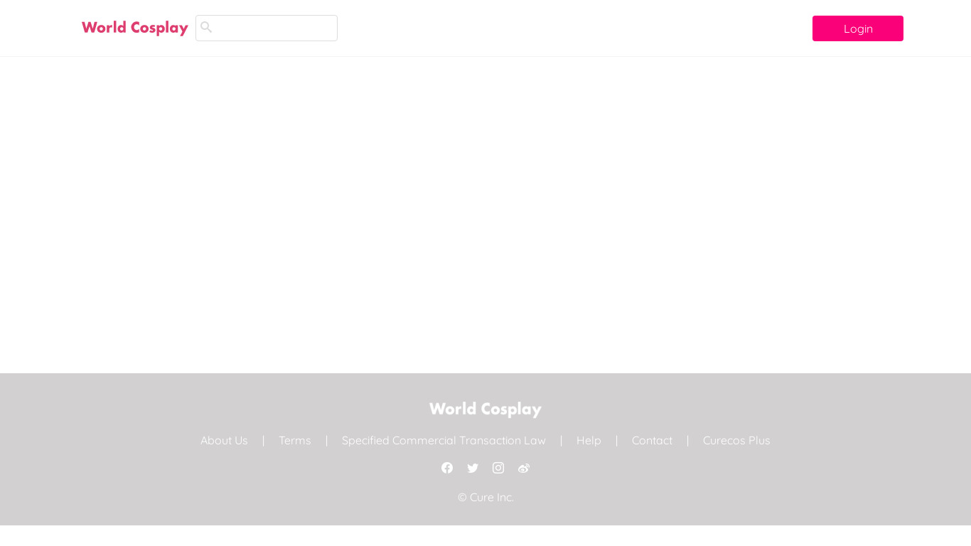Cure WorldCosplay Landing page