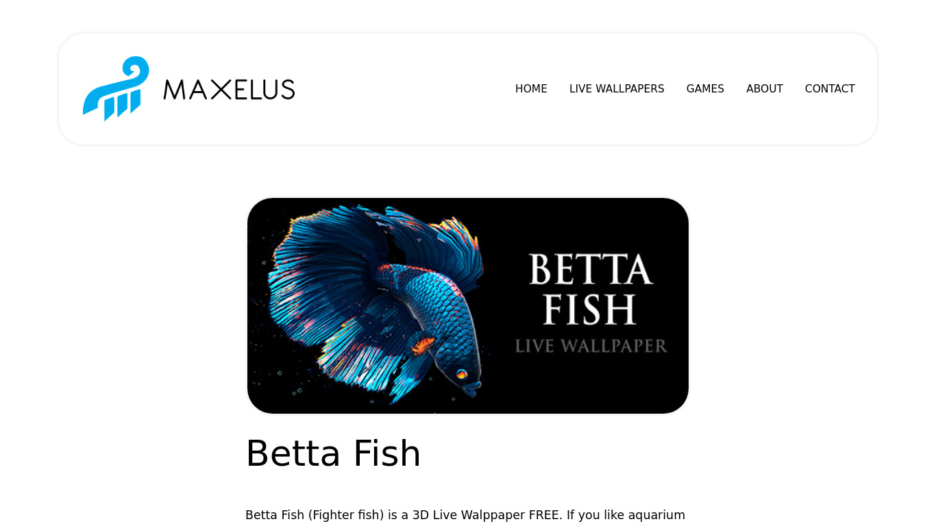 Betta Fish Live Wallpaper Landing page