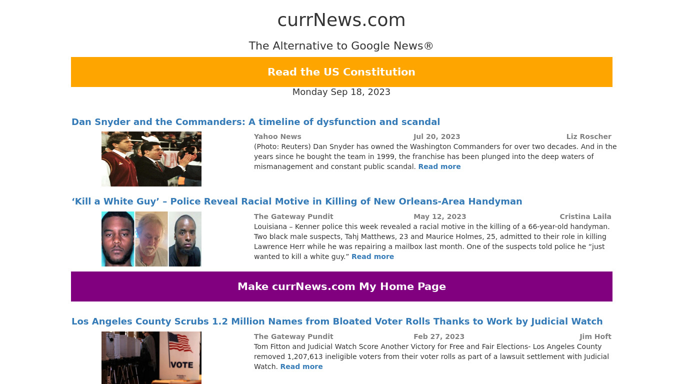 CurrNews Landing page