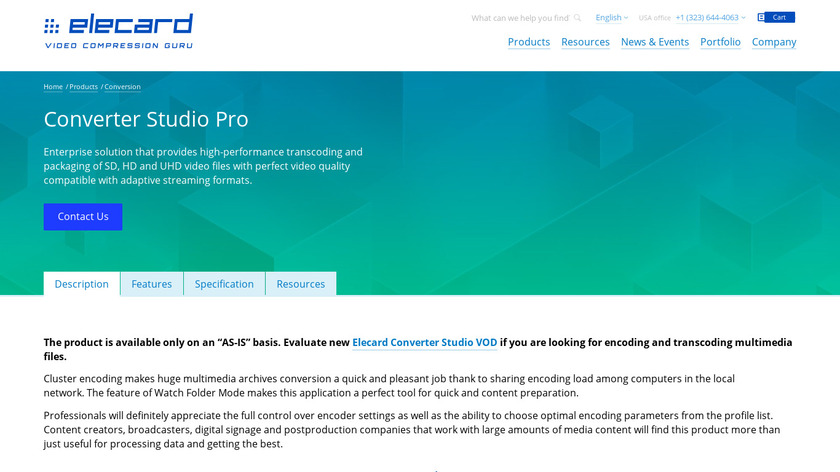 Elecard Converter Studio Pro Landing Page