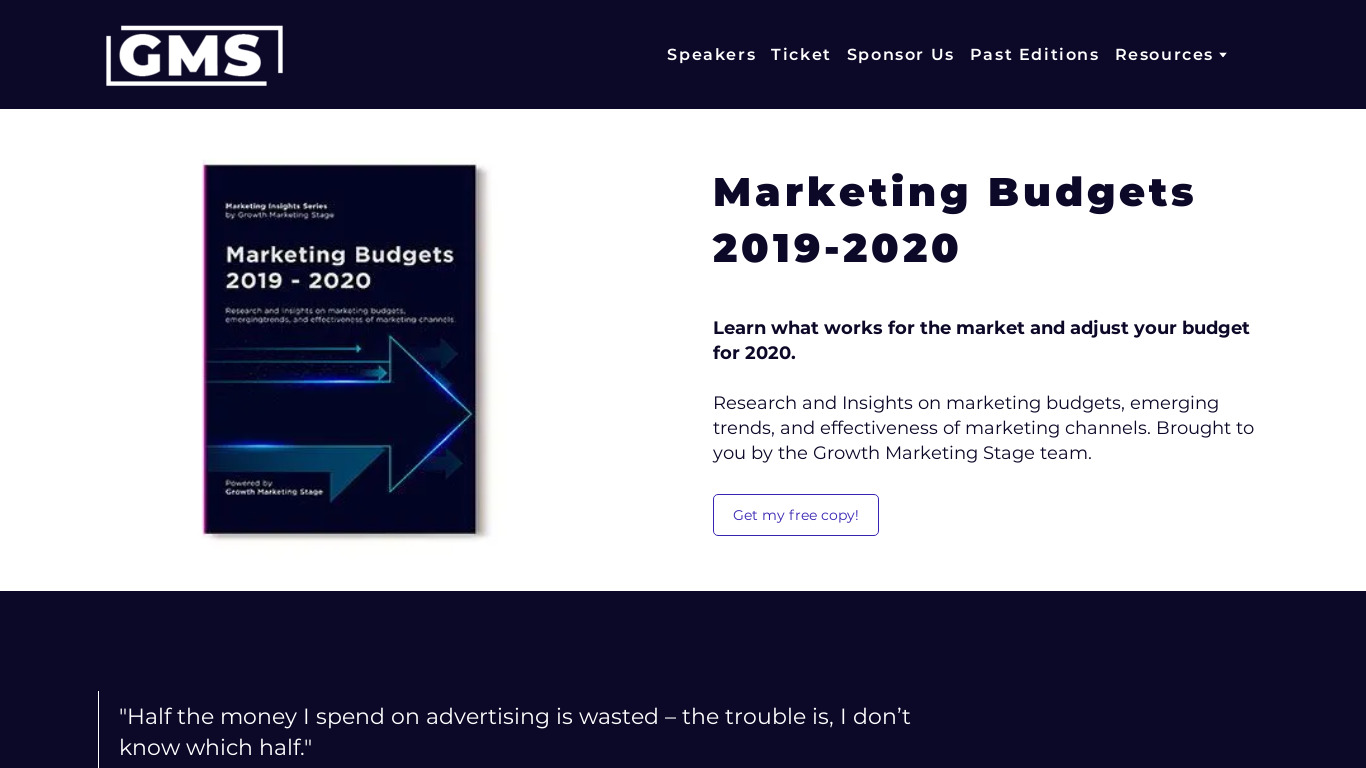 Marketing Budgets 2020 Landing page