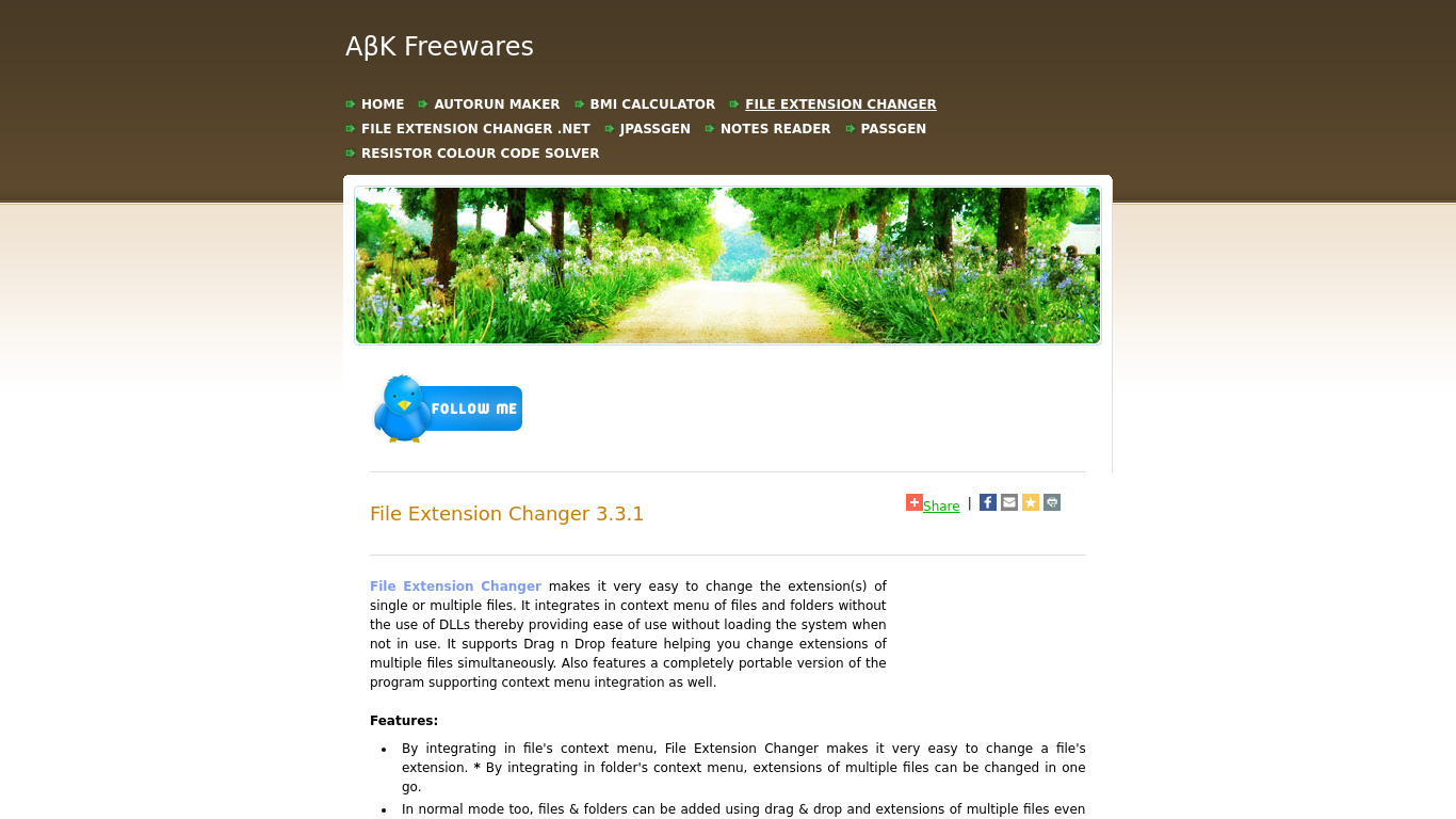 File Extension Changer Landing page