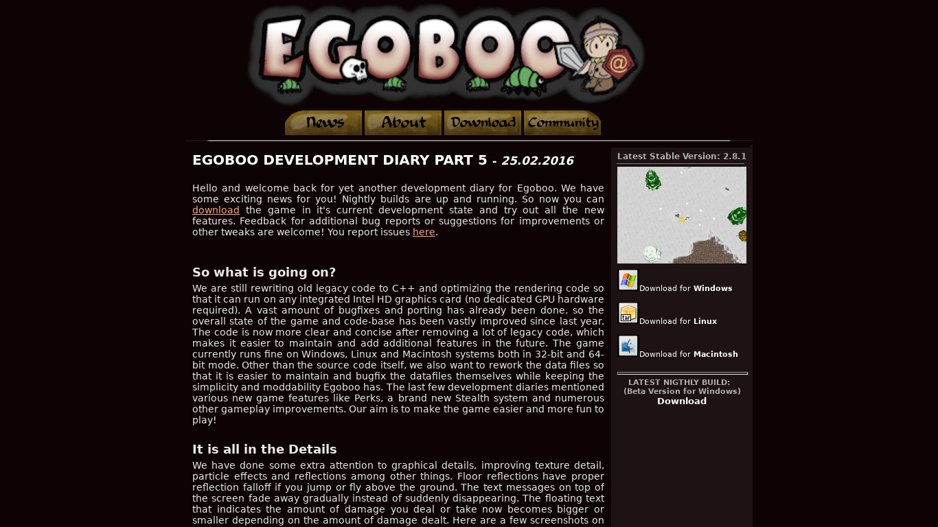 Egoboo Landing page