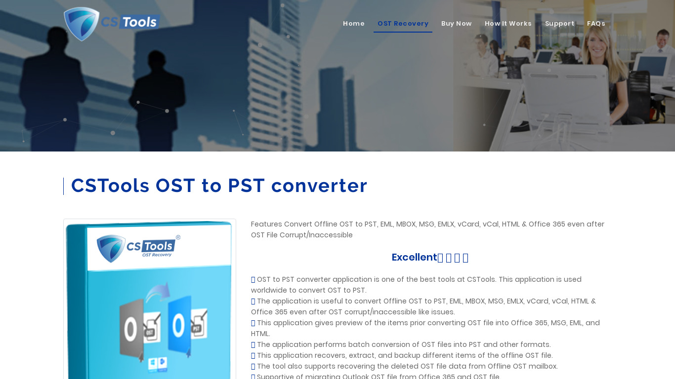 CSTools OST to PST Converter Landing page