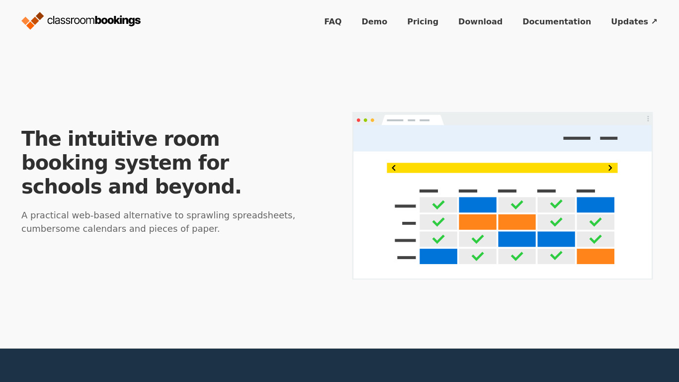 Classroombookings Landing page