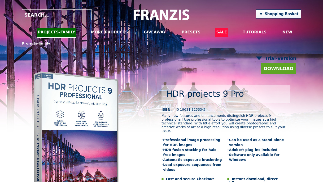 Franzis HDR Landing page