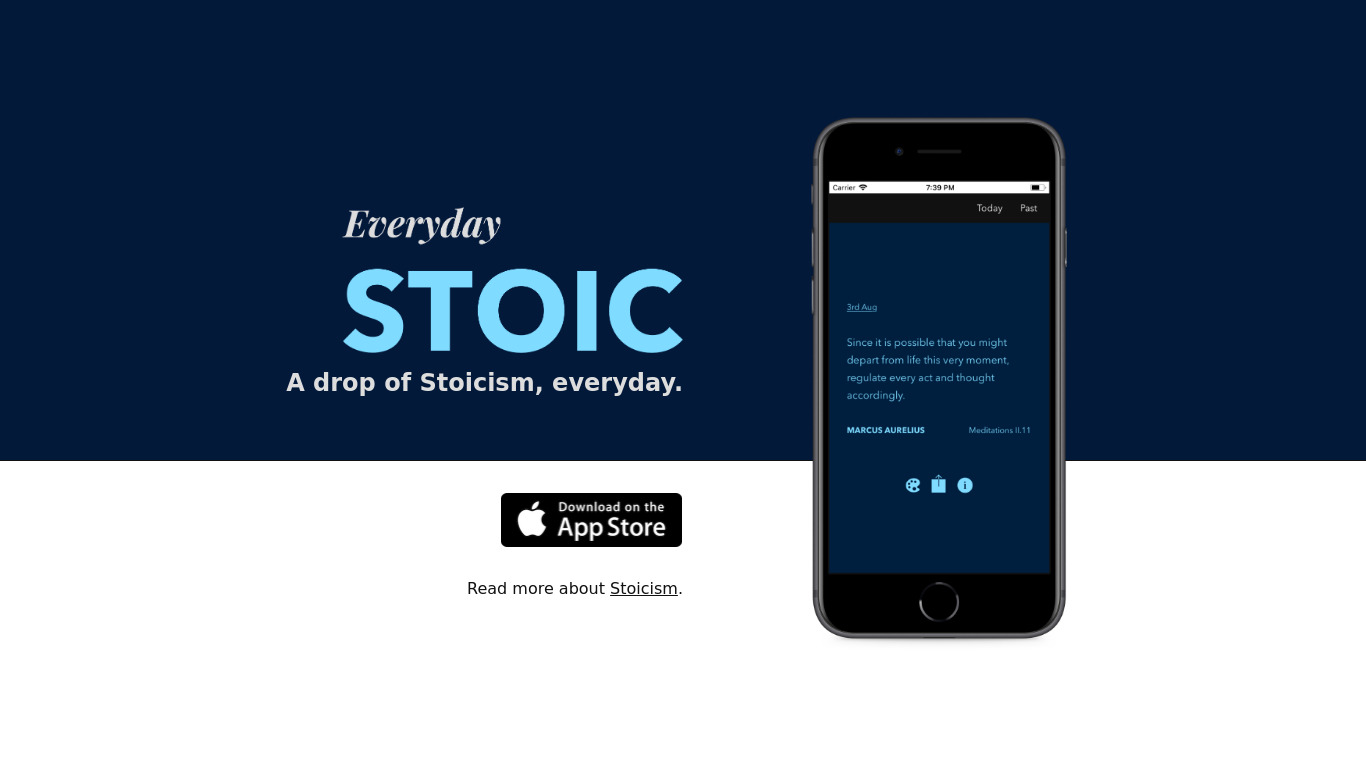 Everyday Stoic for iOS Landing page