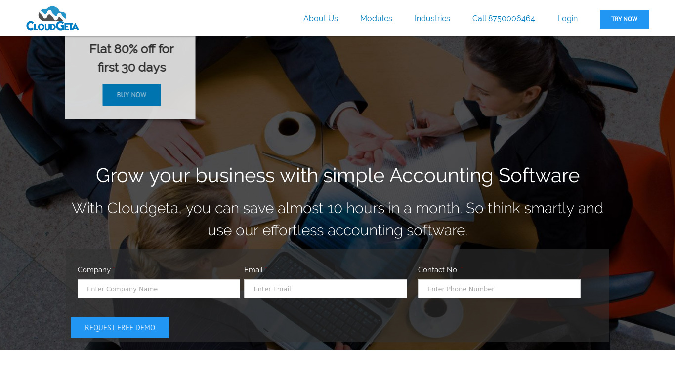 CloudGeta Accounting Software Landing page