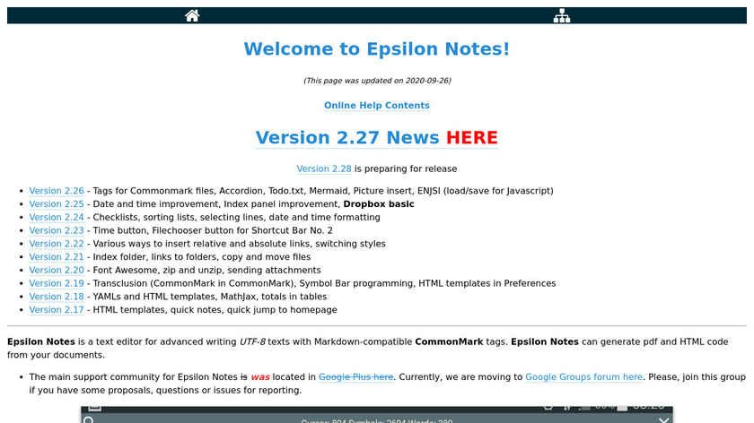 Epsilon Notes Landing Page