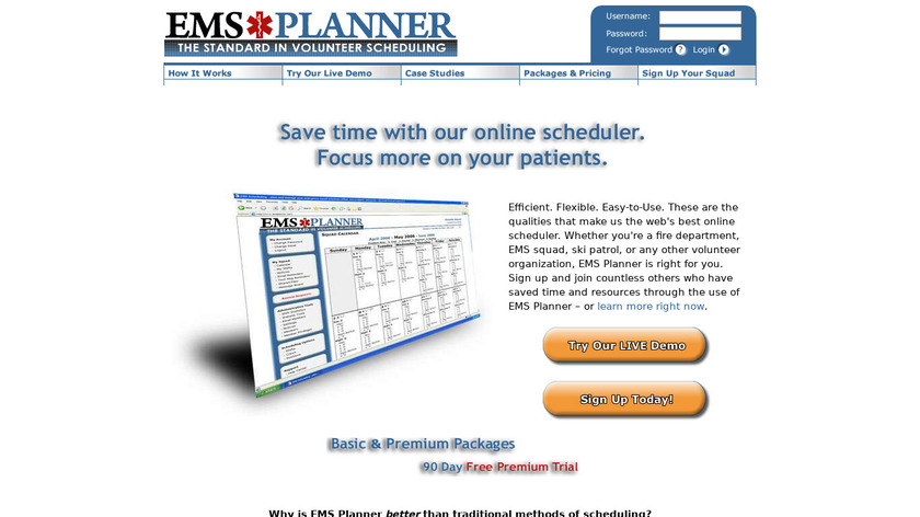 EMS Planner Landing Page