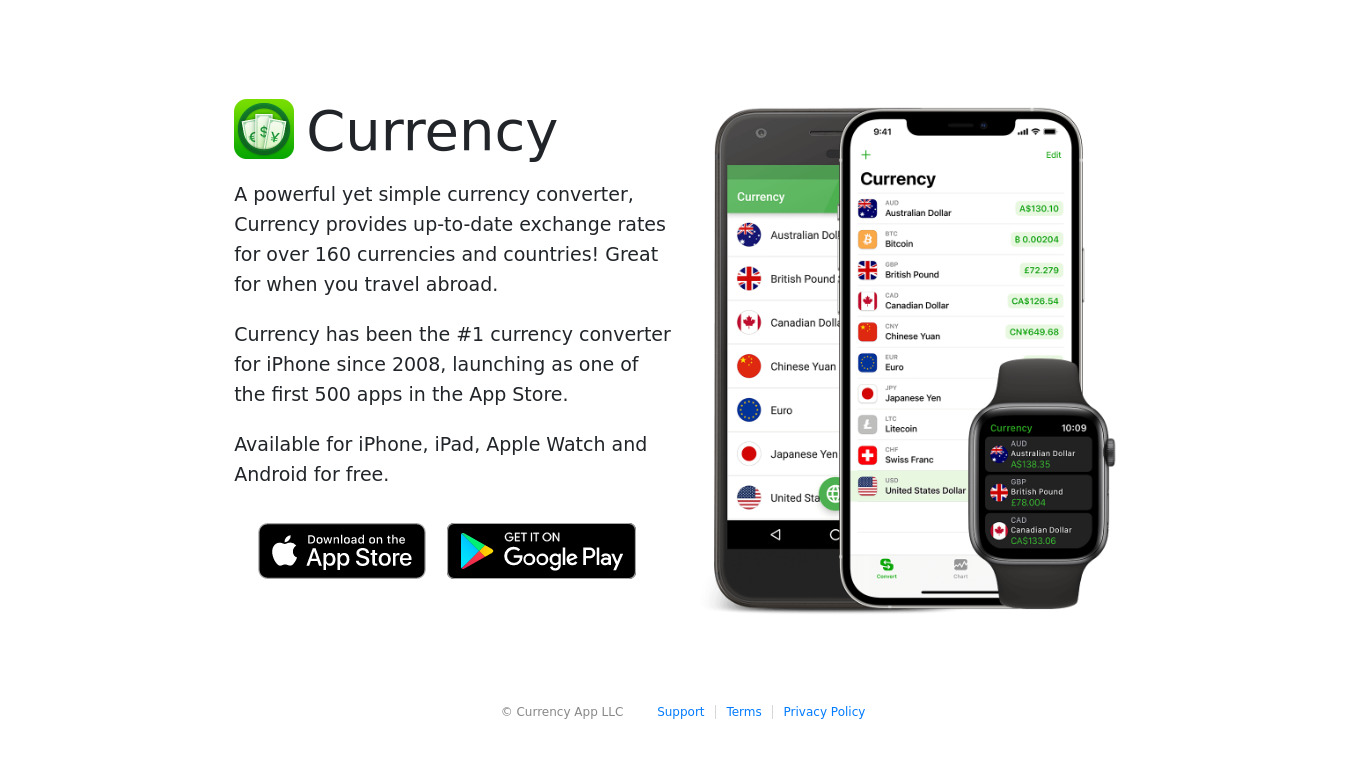 Currency Landing page